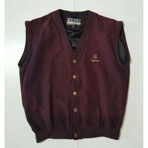 Zero Restriction Mens M Micro Suede Cardigan Vest Sleeveless Golf Jacket Maroon